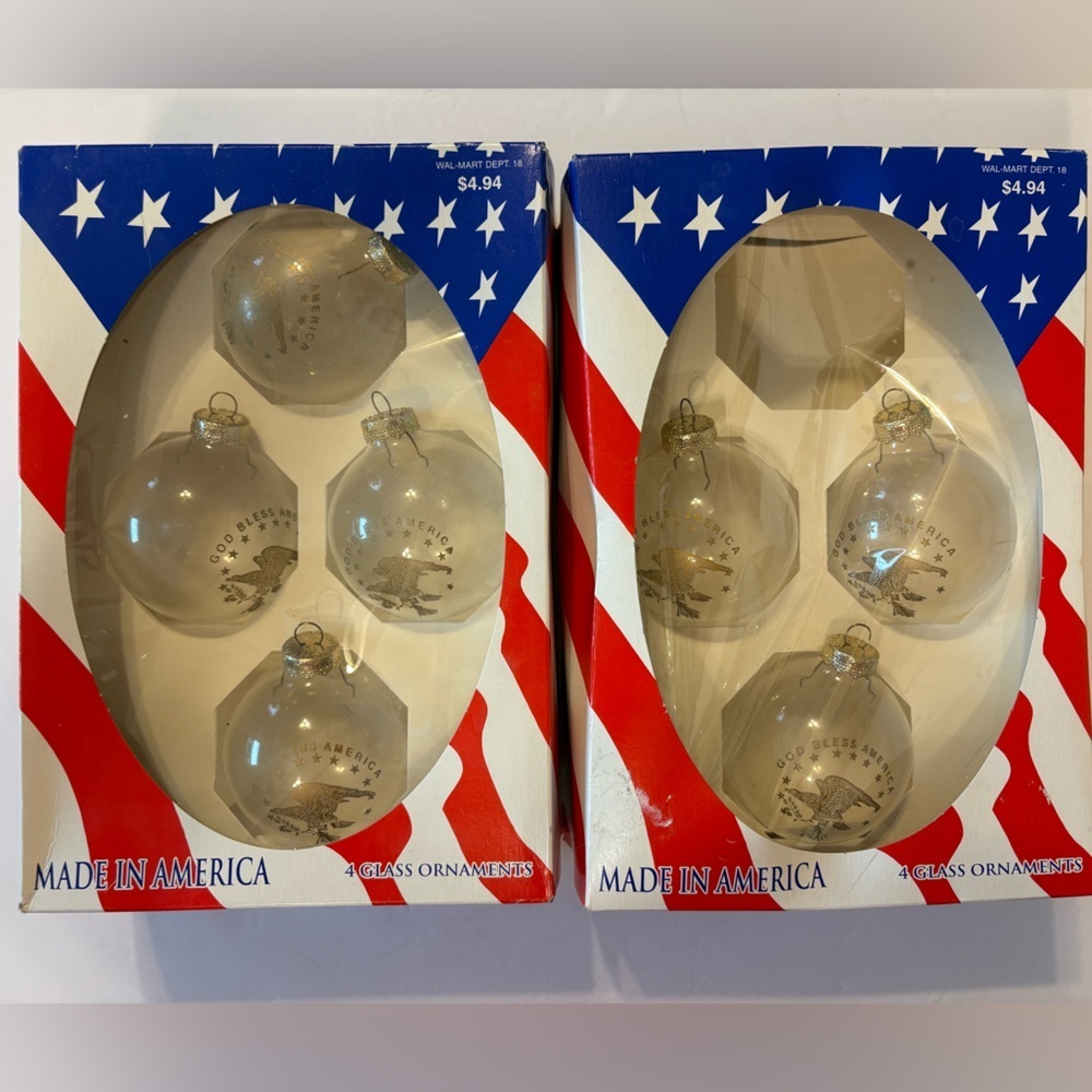 Clear Glass “God Bless America” Eagle ornaments set of 7 - Picture 3 of 3